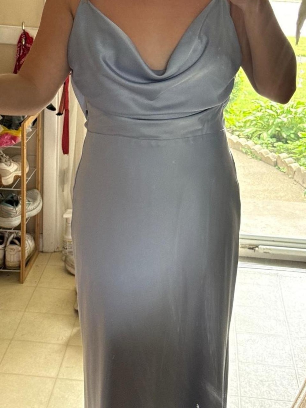 Showpo Cowl Neck Slip Dress in light blue